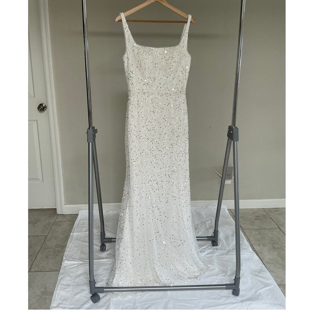 AW Bridal Sleeveless Sequin and Beaded Wedding Dress W6 White/Ivory